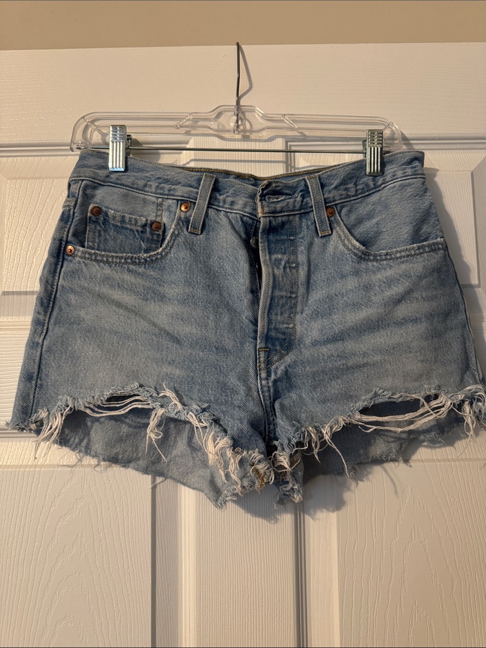 Levi's Light Blue Distressed Cutoff Denim Shorts
